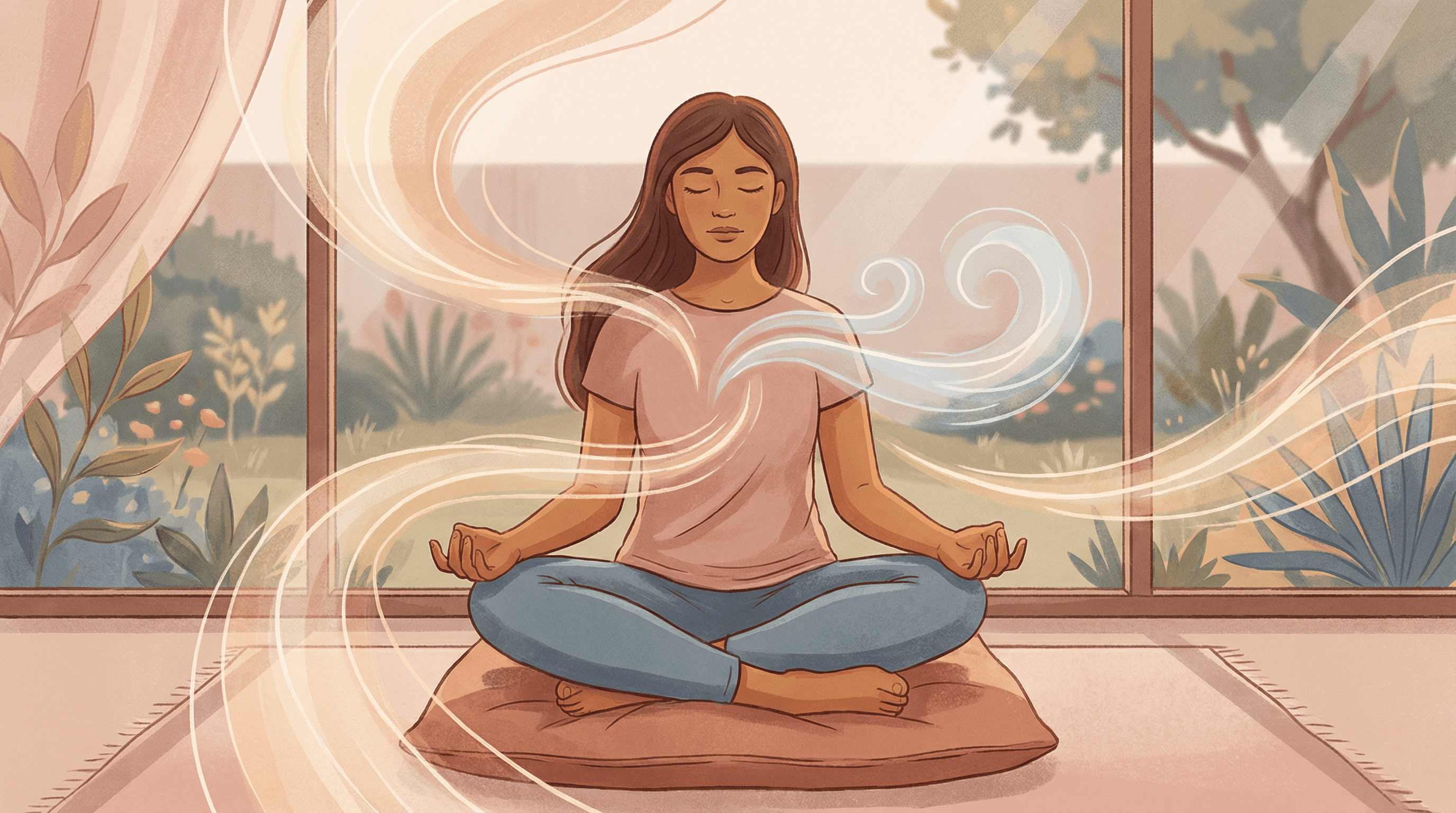 Prática de respiração consciente: momento de calma e paz interior