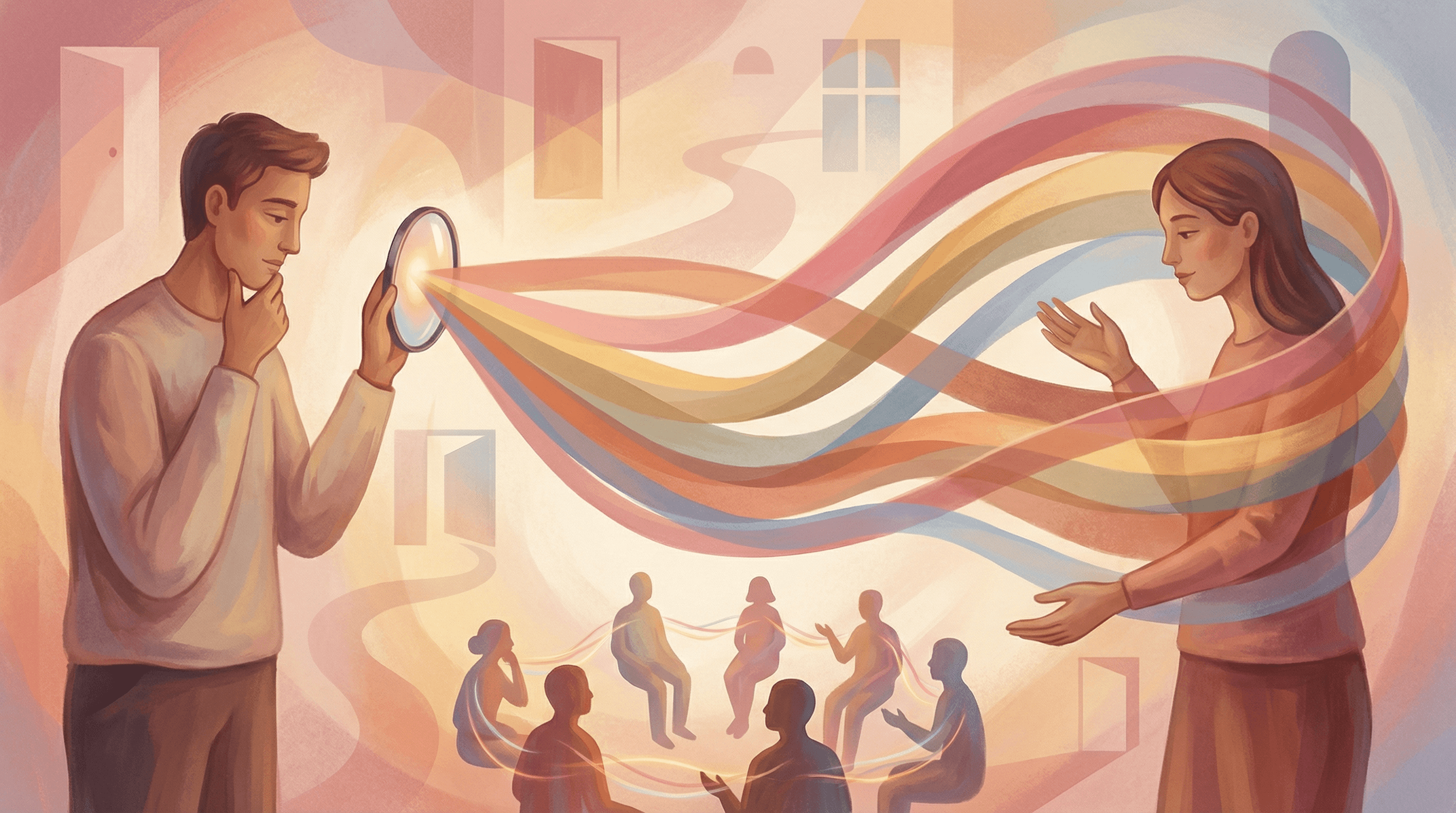 A vida não funciona em certo e errado: espectro de perspectivas diferentes mostrando muitas formas válidas de ver o mundo